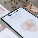 A close-up view of a brand strategy document on a desk surrounded by design artworks. — The Advantages and Disadvantages of O